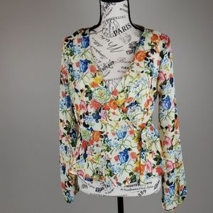 {Charlotte Russe} Sheer Floral Wrap Top